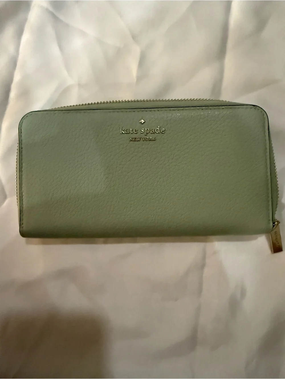 kate spade Pale Mint Zip-Around Leather Wallet